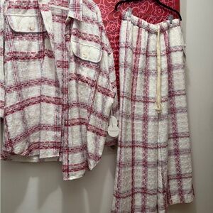 STAUD Red and White Plaid Set